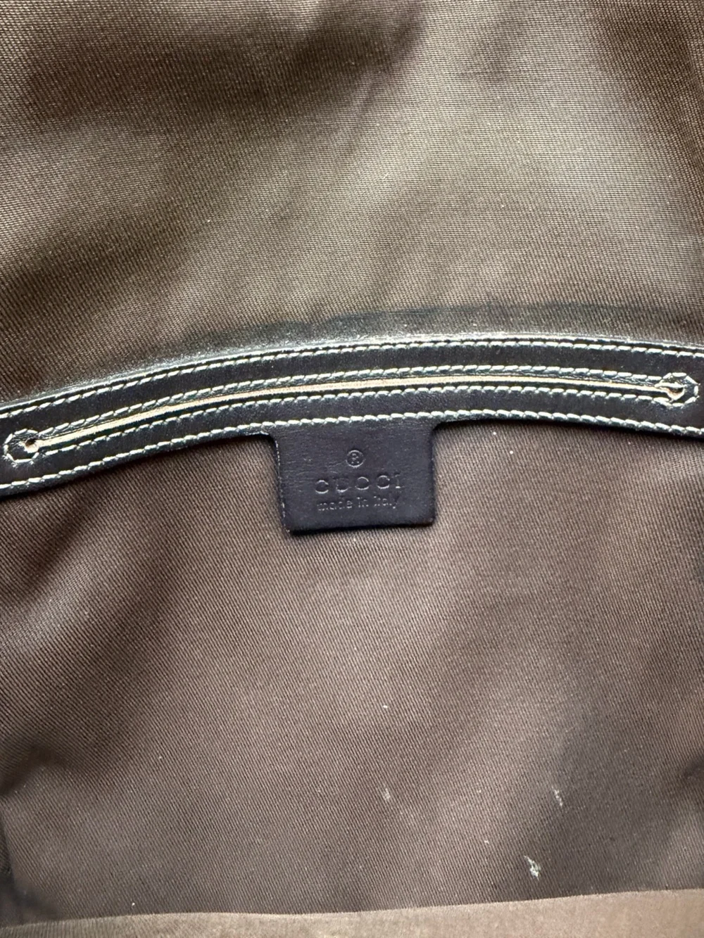 Gucci Beige Monogram Canvas Messenger Bag with Brown Trim
